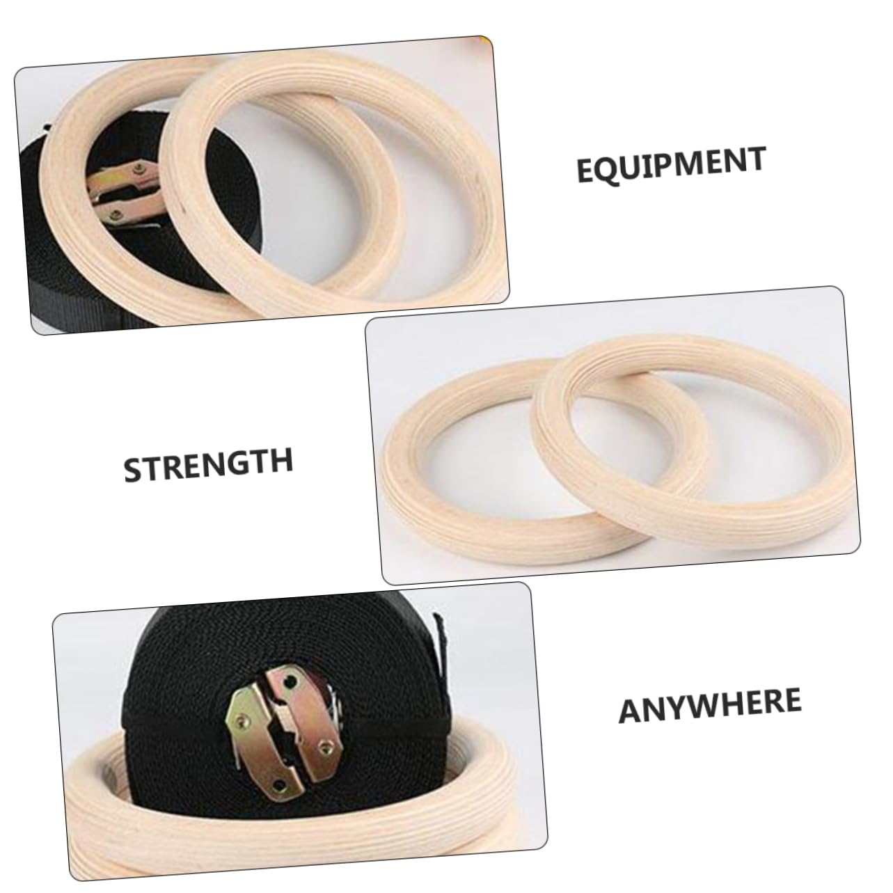 POPETPOP Wooden Gymnastic Rings Fitness Equipment Strength Training Supplies Solid Wood Construction
