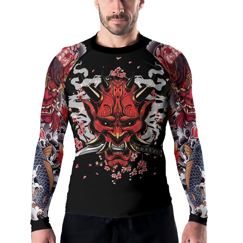 Men's Samurai Long Sleeve Rash Guard for Jiu Jitsu MMA BJJ Grappling - Quick Drying, Fade Resistant Graphics4