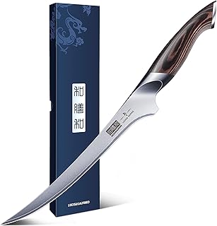 Fillet Knife 9 Inch, Super Sharp Boning Knife in High Carbon Stainless Steel, Professional Japanese Fish Knives for Meat Poultry Cutting