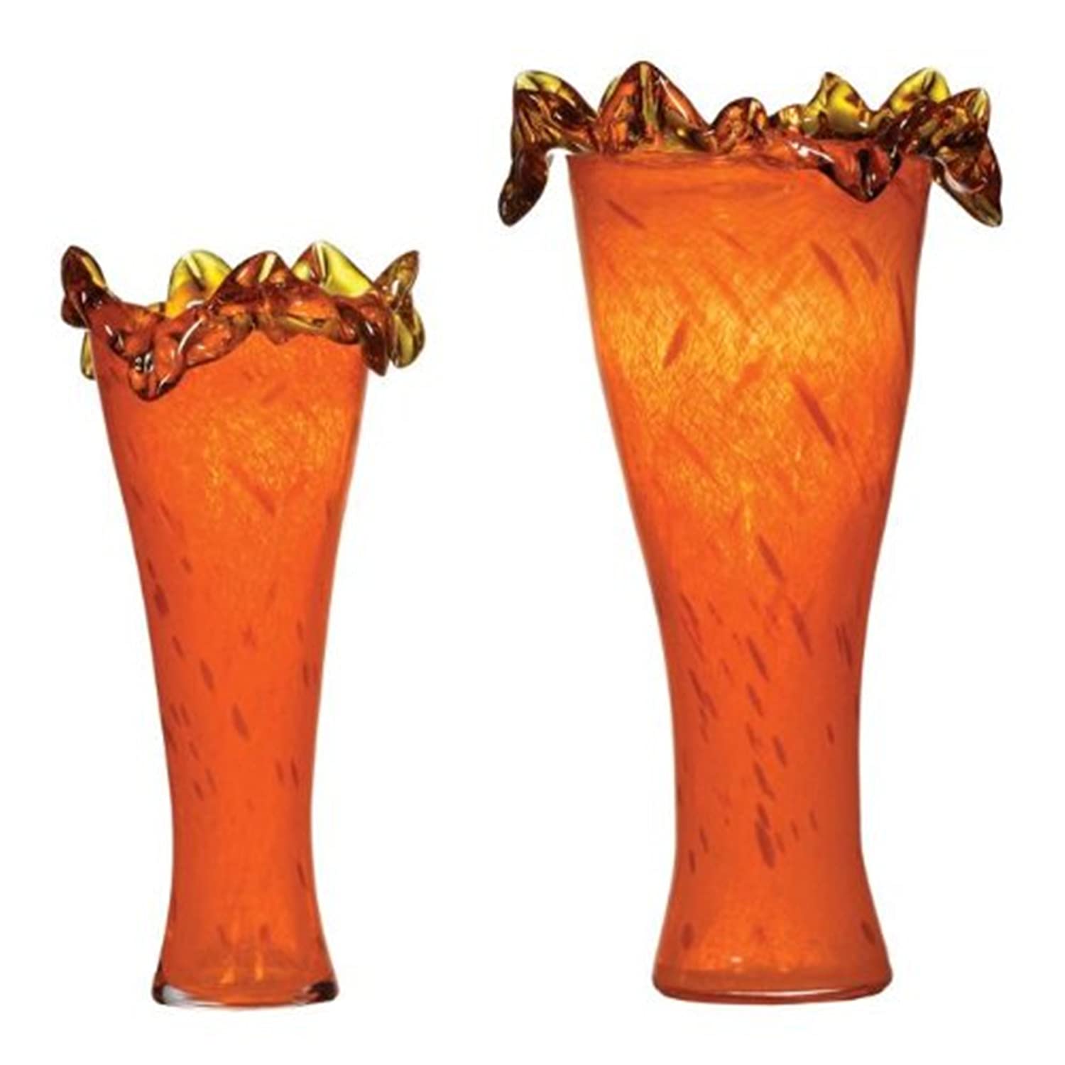 ★asian interior★ ★Glass＆Flower・set Amazon.com: OK Lighting Tangerine Colored Glass Vase Set,Orange