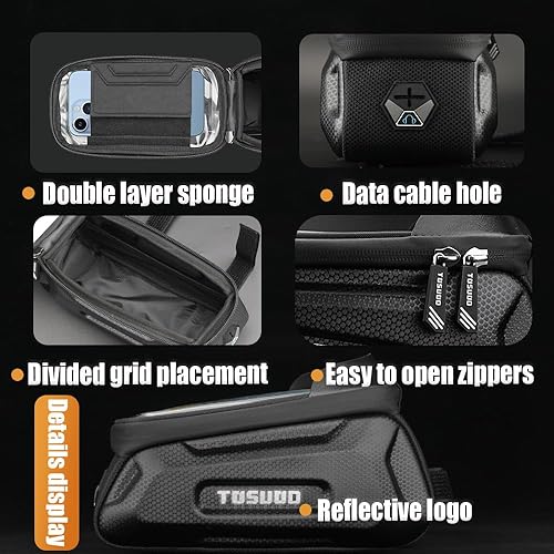 Miniatura 4 de Soporte para teléfono de bicicleta, bolsa para marco de bicicleta, bolsa de soporte para teléfono para pantalla táctil, bolsa de montaje para