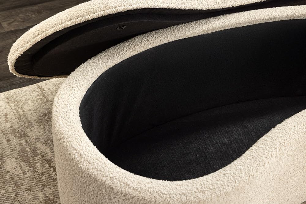 Riess Ambiente Extravagante Polsterbank Elemental - 120cm - Champagner beige - Feinstrick Bouclé mit Stauraum