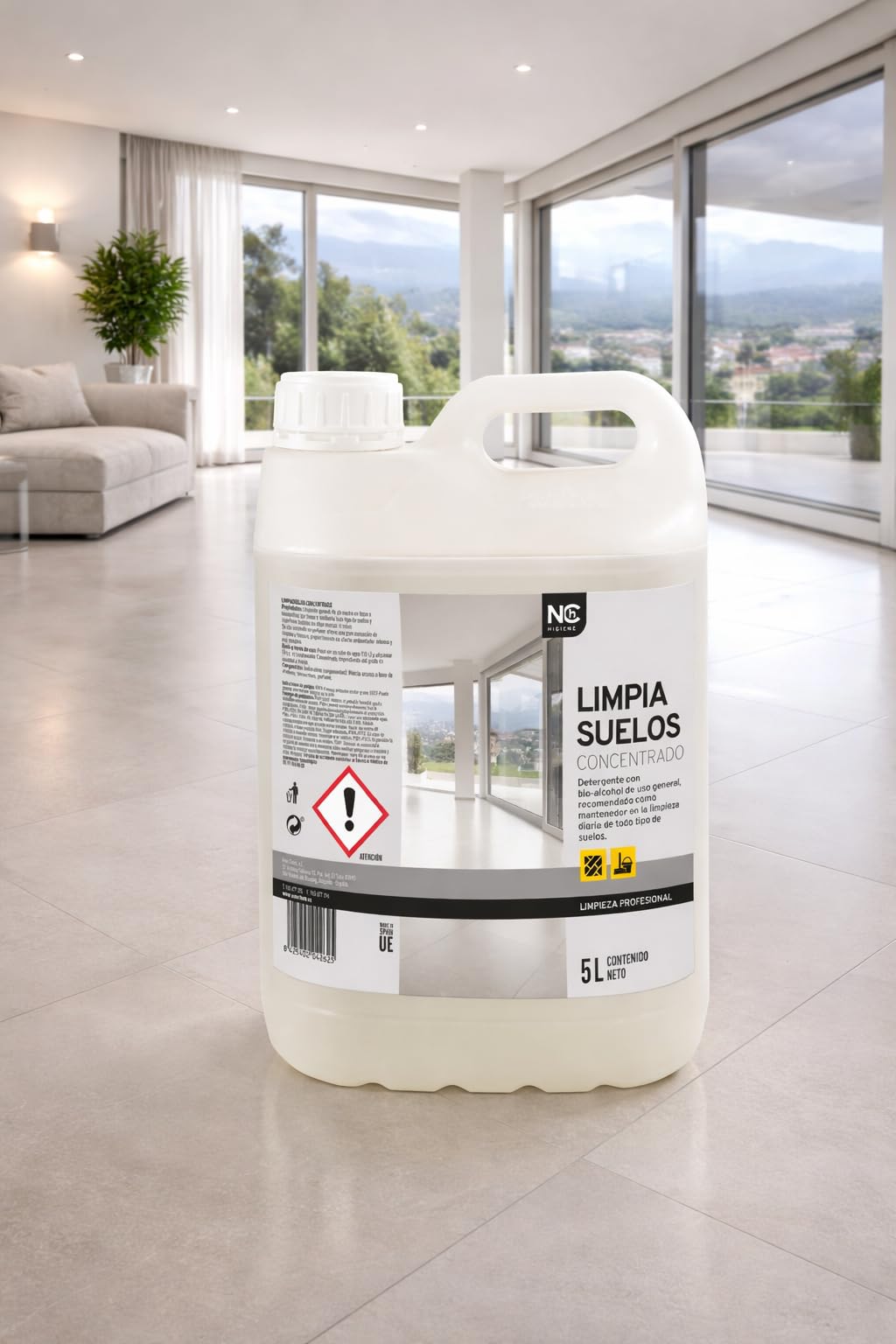 ACESA - Fregasuelos Concentrado Bac Benzal-Clean con AMONIOS CUATERNARIOS de uso Profesional y Doméstico. Para todo tipo de Superficies. Formato industrial 5 Litros.