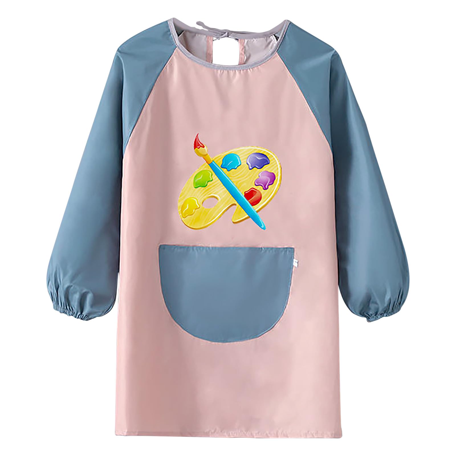 paitok Children's Art Apron Is a Waterproof Apron with Long Sleeves and Perfect for Painting, Cooking, and Messy Activities. Suitable 6-12 Years Girls/Boys Kids Apron(Pink Leather Blue Sleeves)