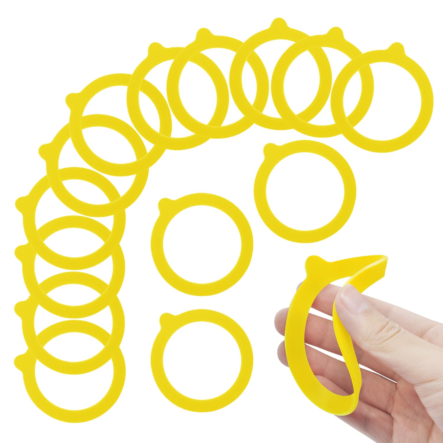 12 Pieces Silicone Replacement Gasket for Jars, Airtight Rubber Seals Rings for Glass Clip Top Jars, Leakproof Silicone Gasket Sealing Rings for Mason Jars, Elastic and Fits Most Sizes (Yellow)