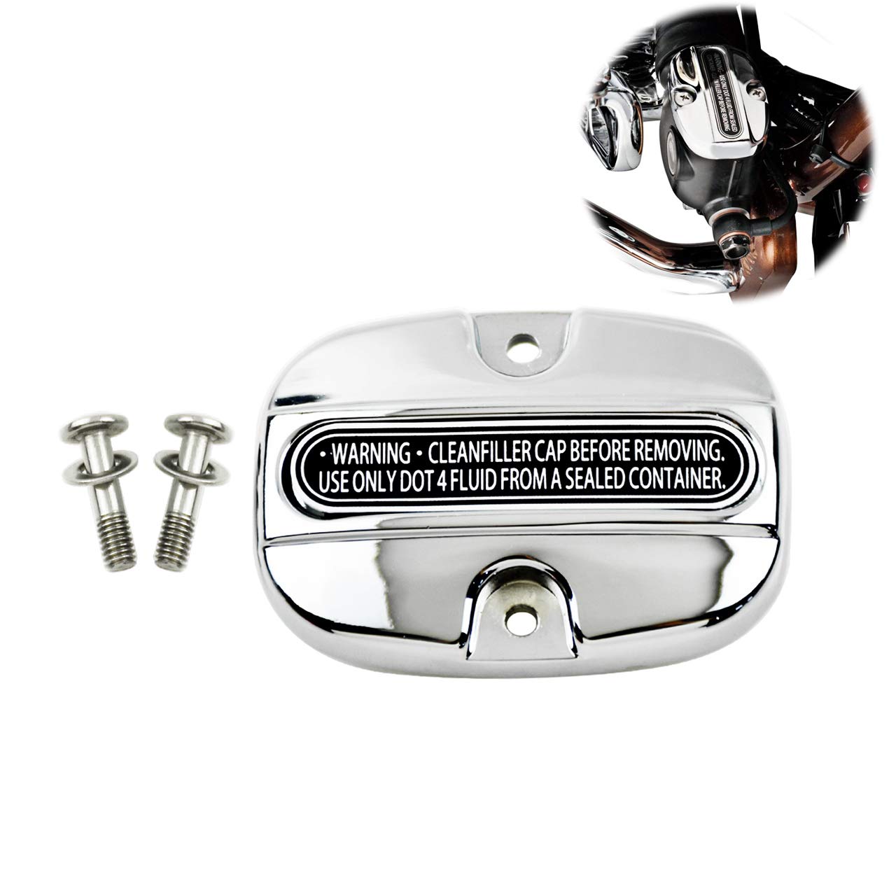 YHMTIVTU Rear Brake Master Cylinder Cover Compatible with Harley Touring Road King FLHR Street Electra Glide 2008-2019 Chrome
