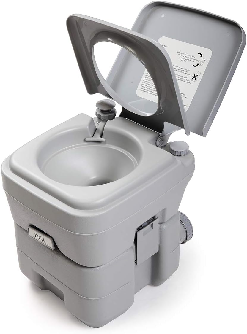 thegreatshopman 20L 5.3 Gallon Portable Travel Toilet Mobile Camping Outdoor/Indoor Commode Potty Deep Gray