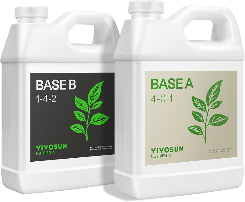 VIVOSUN Liquid Nutrients Base A & B Bundle, Set de 32oz | Cultiva Fertilizante Hidropónico Grande, Admite Etapas Vegetales y de Floración para Plantas de Exterior, de Interior, Mejor Alimento para Plantas