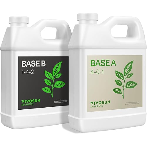 VIVOSUN Liquid Nutrients Base A & B Bundle, Grow Big Hydroponic Fertilizer, Supports Vegetative and Flowering Stages for Outdoor, Indoor Plants, Best Plant Food, Set of Quarts