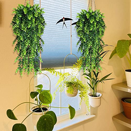 Vopie 2Pcs Artificial Eucalyptus Leaf Rattan Fake Hanging Plant Faux Greenary Vine Outdoor Uv Resistant Plastic Plants For Wedding Party Home Decor #TOP6