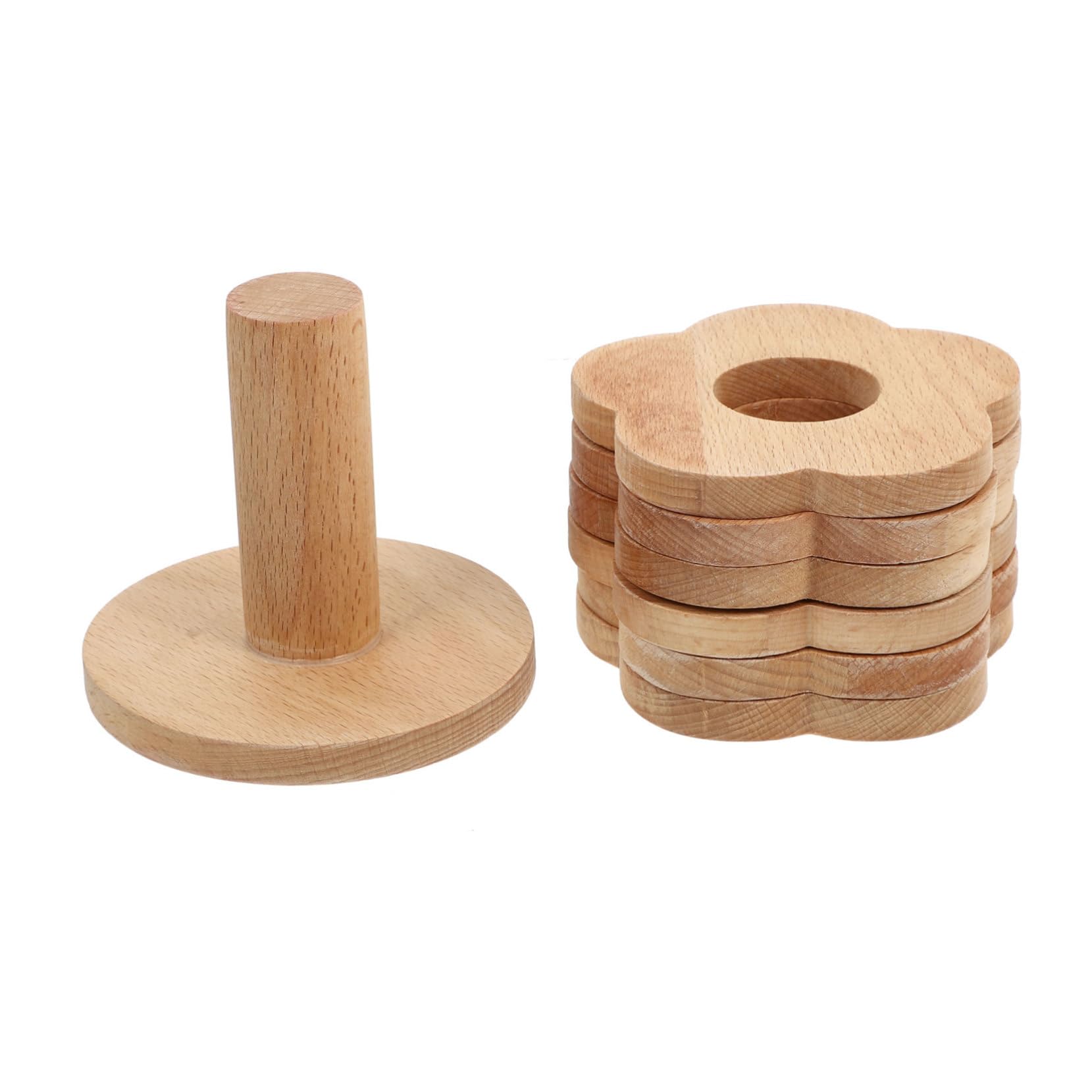 Posavasos de Madera Flor 7 Piezas Antideslizantes para Mesa | Color Caqui, Diseño Grueso, para Tazas de Té y Copas de Vino, Uso sobre Tablero