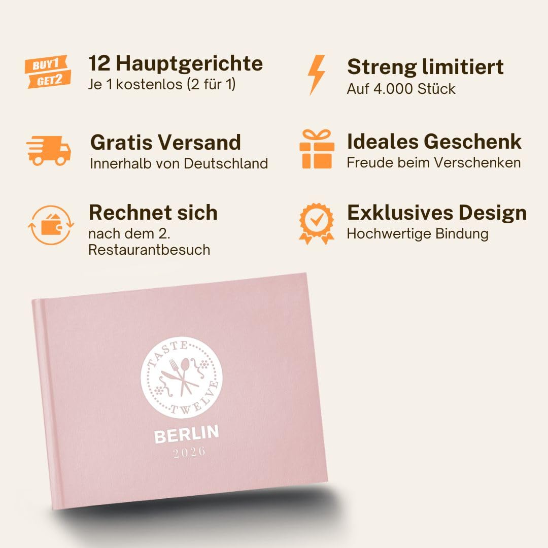 TASTE TWELVE Berlin 2026 – Gutscheinbuch & Restaurantführer mit 12 Top-Restaurants – das perfekte Geschenk für Genießer