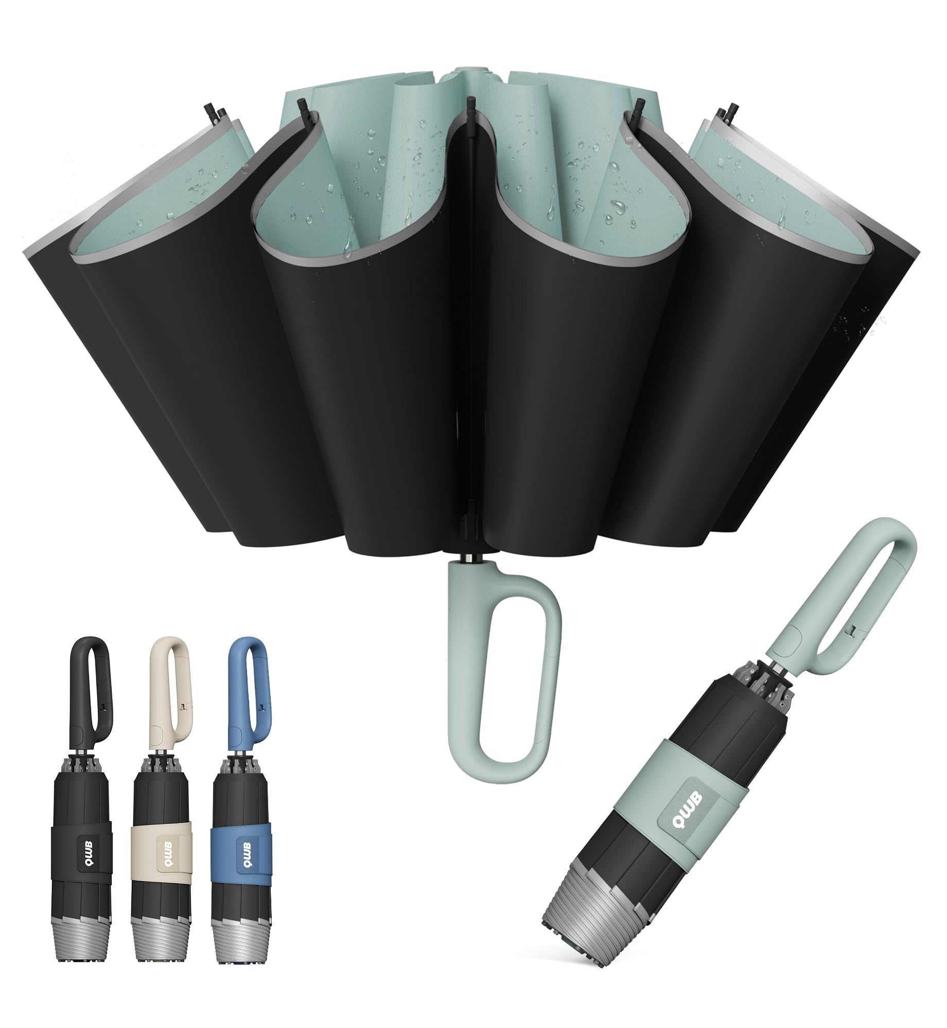 QWB Inverted Umbrella with Auto Open Close Windproof Compact Travel