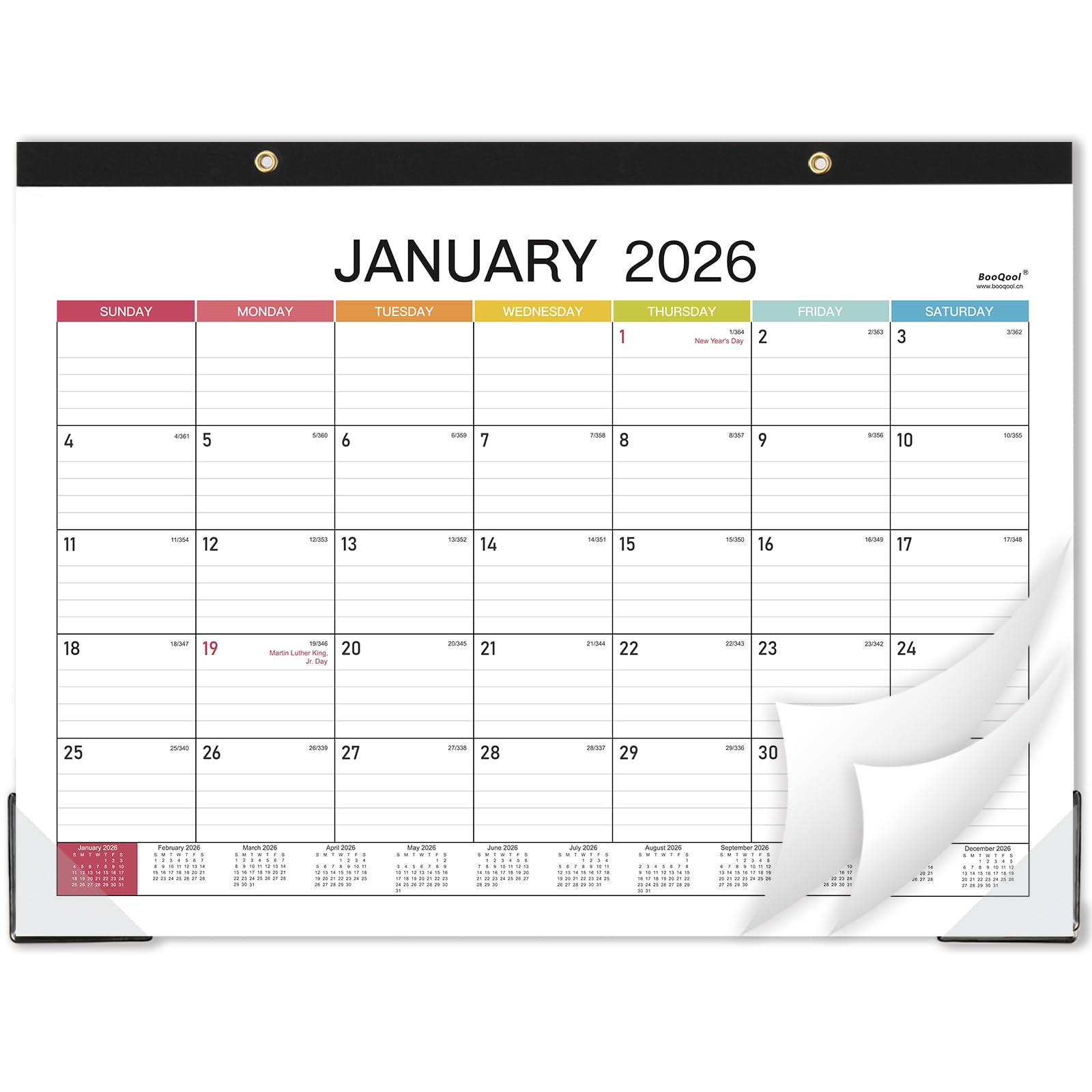 2026 Desk Calendar - Desk Calendar 2026, 14.8" x 11.4", Jan. 2026 - Dec. 2026, 12 Months Calendar, Large Ruled Blocks, Tear Off, Corner Protectors, Desk/Wall Calendar for Planning and Organizing