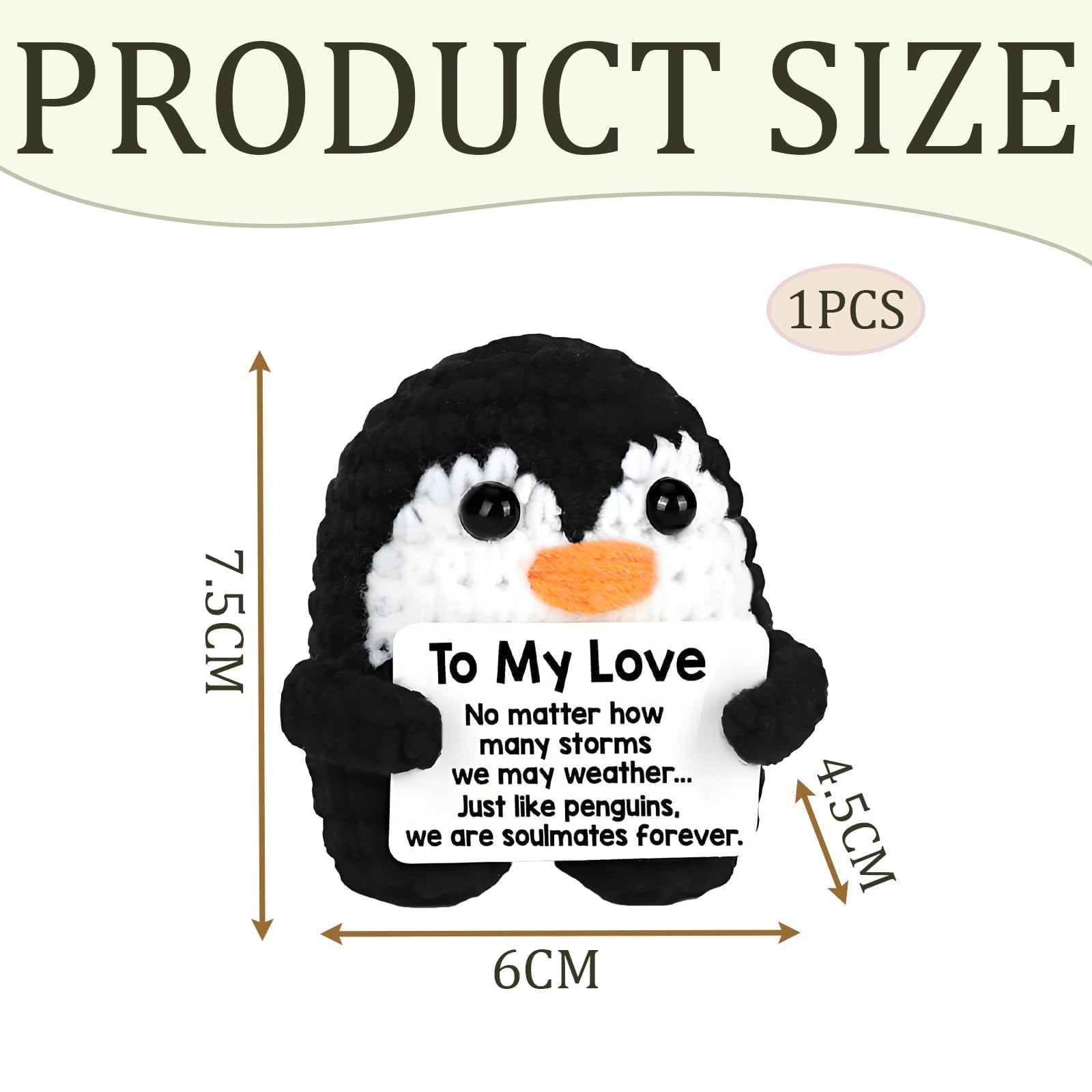 Mini Positive Penguin, Cute Positive Crochet Animals with Motivational Card - Image 2