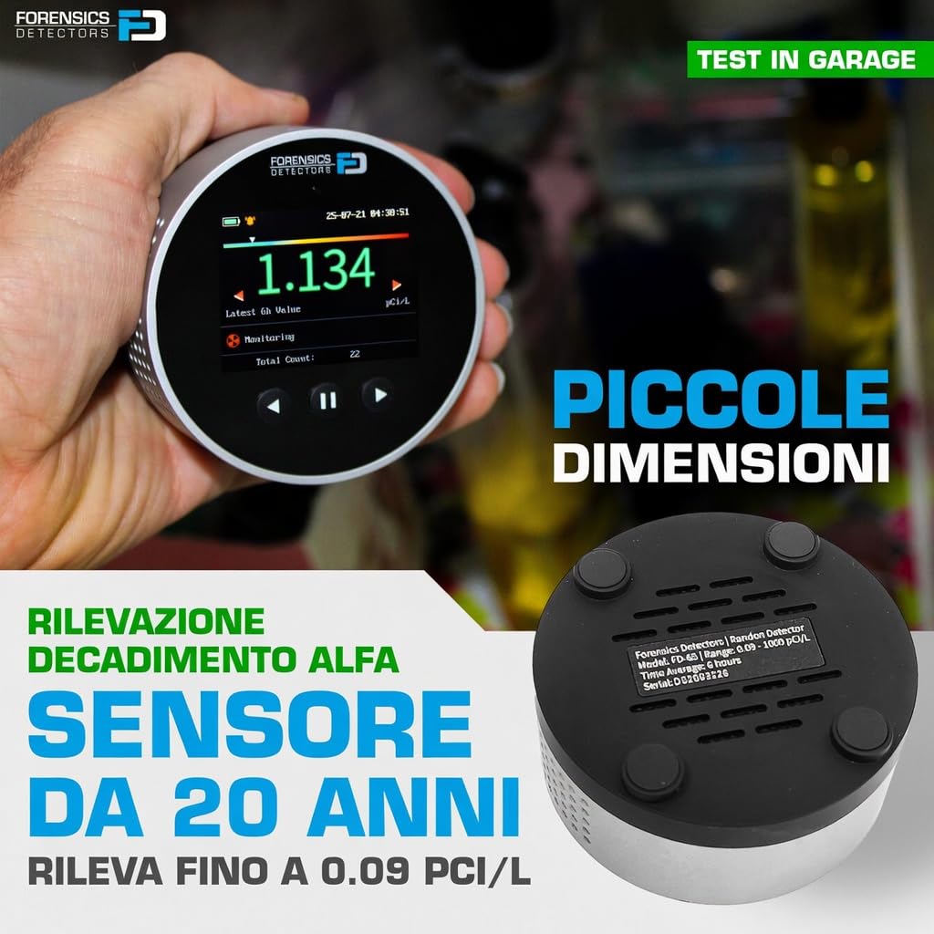 Rilevatore di Radon by Forensics | Inquilini e Proprietari di Case | Durata Sensore 20 Anni |