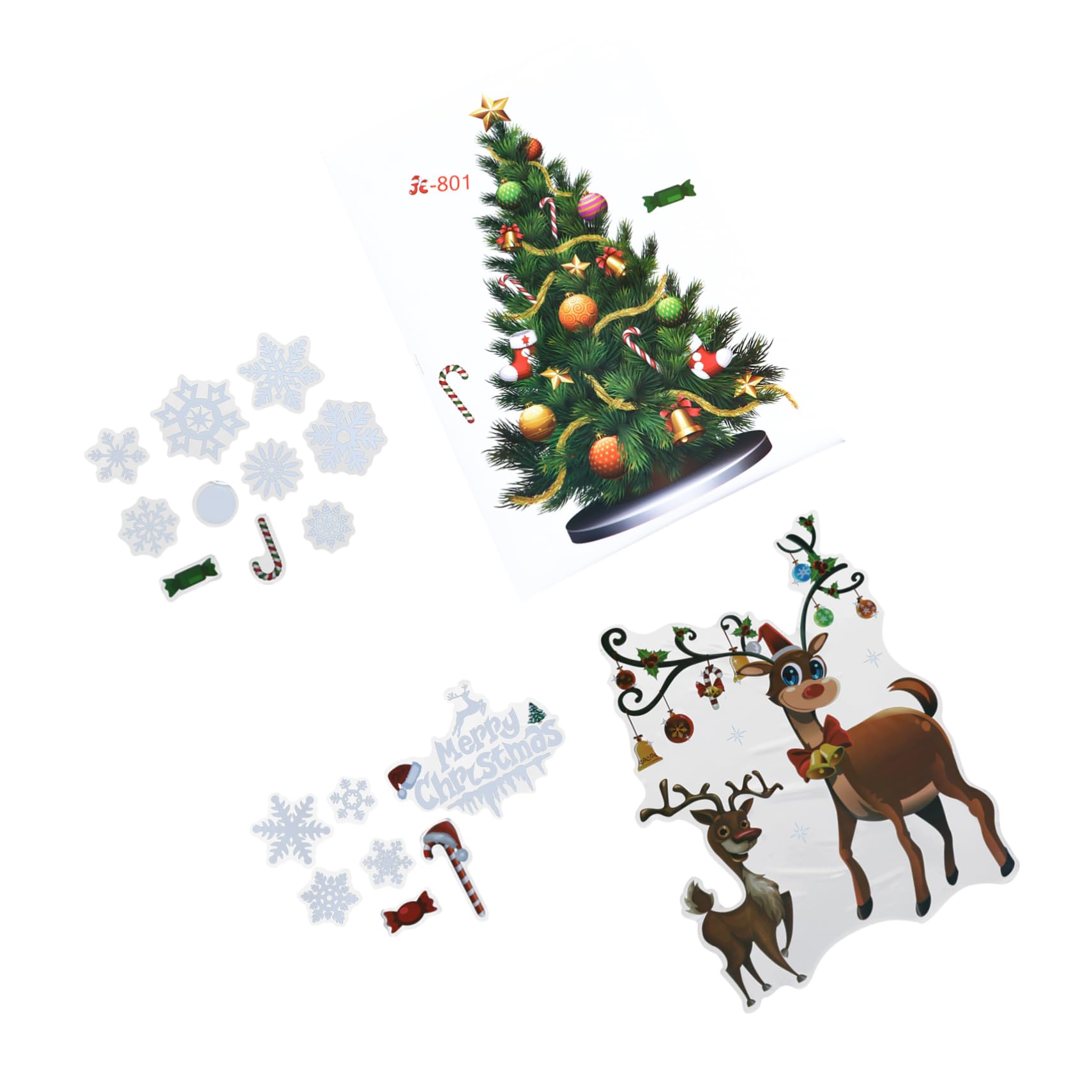 TOPBATHY 2 Juegos Adhesivos Decorativos de Ventana de y Árbol de Navidad Set de Decoración Festiva Hogar y