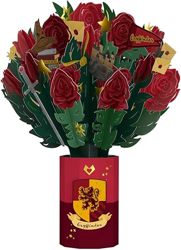 Lovepop Ramo de flores de papel de Harry Potter para ella y él  Ramo de Gryffindor para niños, niñas, hombres y mujeres  Ramo de 10.25 pulgadas