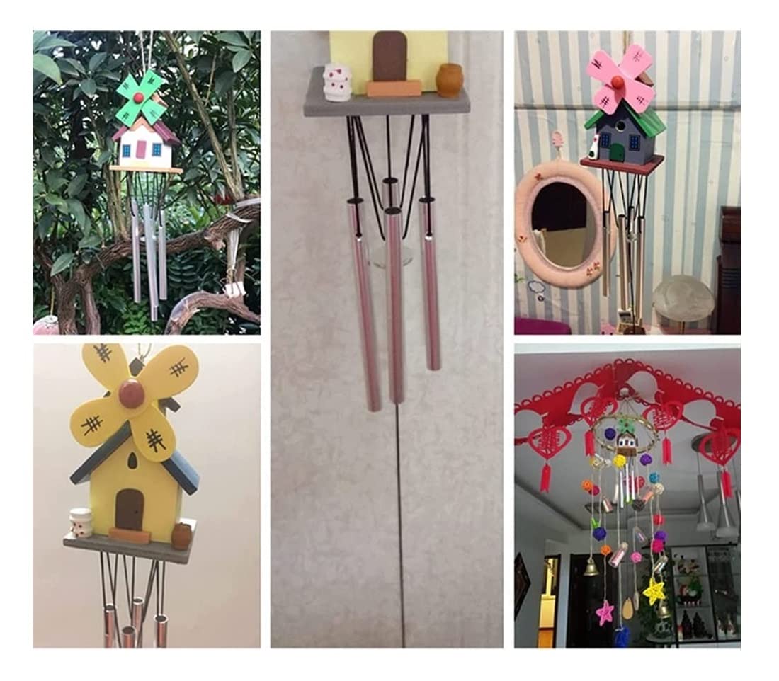 Scacciapensieri Campane A Vento Campanelli Eolici A Forma di Casa Campanelli Eolici in Legno per Ornamenti Colorati per La Camera da Letto Campanelli Eolici per Giardino(Pink)