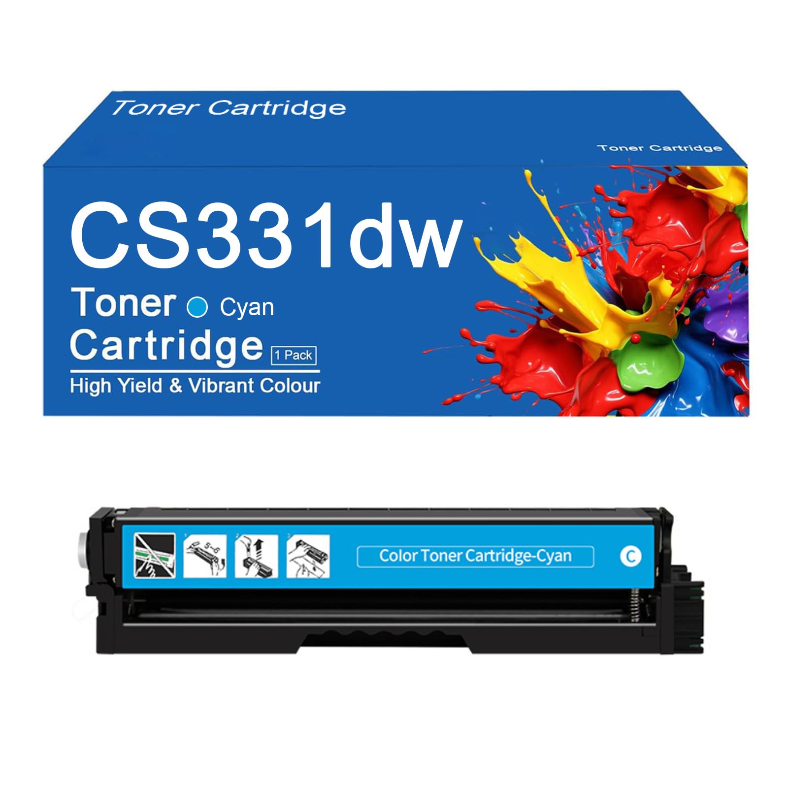 Cartucho de tóner CS331dw con Chip de Repuesto para impresoras Lexmark CS331dw, CS431dw, CX331adwe y CX431adw. Fácil de Instalar y Usar.,CS331dw-Cyan