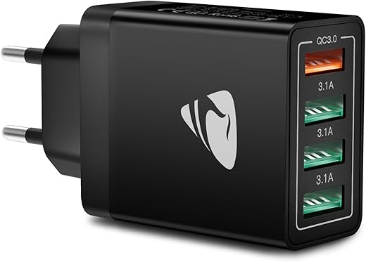 Caricatore USB,AIONEUS Caricabatterie Muro Multiplo Carica Rapida,Quick Charger 3.0 33W/6A 4 Porte...