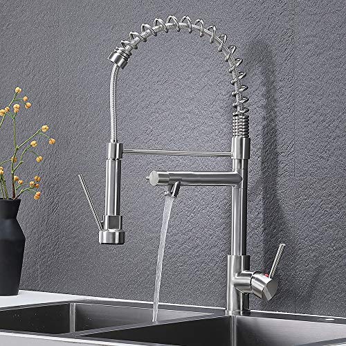 VESLA HOME Commercial High Arch Single Handle Single Hole Stainless Steel Pull Down