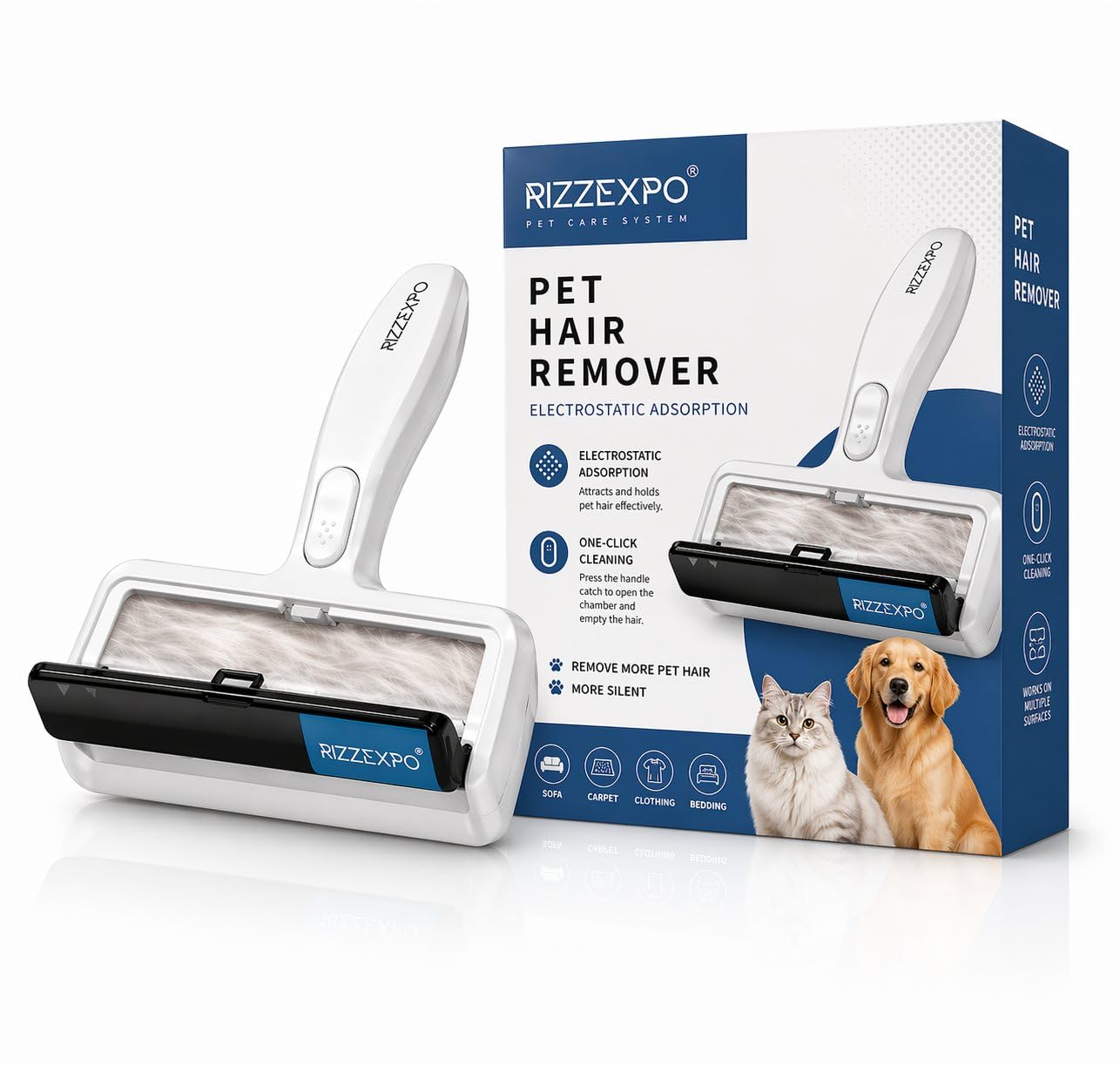 Herramienta para quitar pelo de mascotas, rodillo de pelusas para pelo de gatos y perros, ideal para muebles, alfombras, ropa y ropa de cama, removedor de pelo de mascotas, removedor de pelo