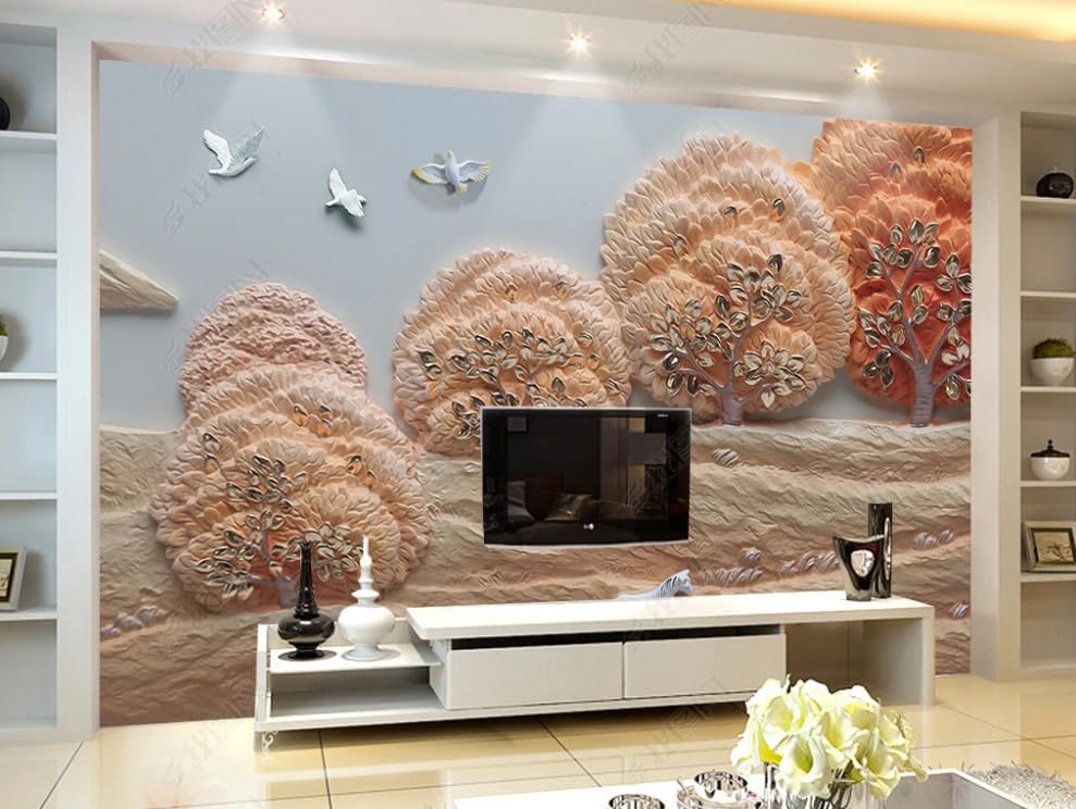 Papier peint intissé relief mural haut de gamme motif arbre majestueux
