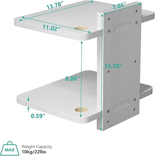 Miniatura 4 de WALI Estante flotante para TV, estante de proyector de 2 niveles para reproductores de DVD, enrutadores, consolas de juegos, cajas de cable,