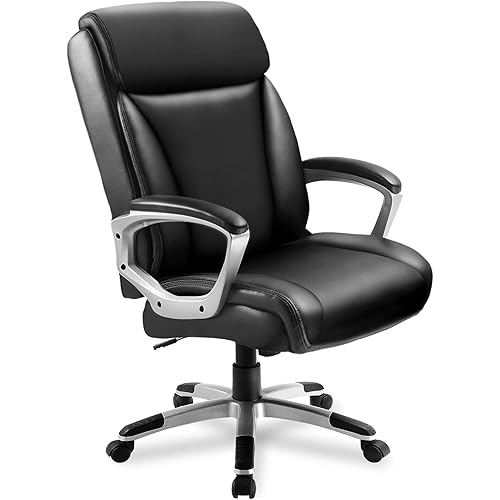 ComHoma Office Computer Desk Chair Executive High Back Chair Comfortable Ergonomic Managerial Chair Adjustable PU Leather Home Office Desk Chair Swivel Black