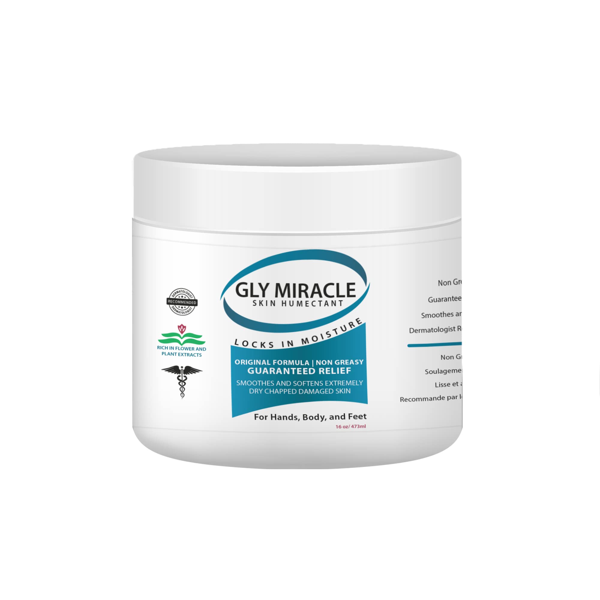GLY MIRACLEMoisturizing Body Cream, 16 oz Jar - Non-Greasy Skin Humectant for Extremely Dry Skin, Hands, Body, and Feet, Light, Fresh Scent with Pure Glycerin for Nourishing Hydration