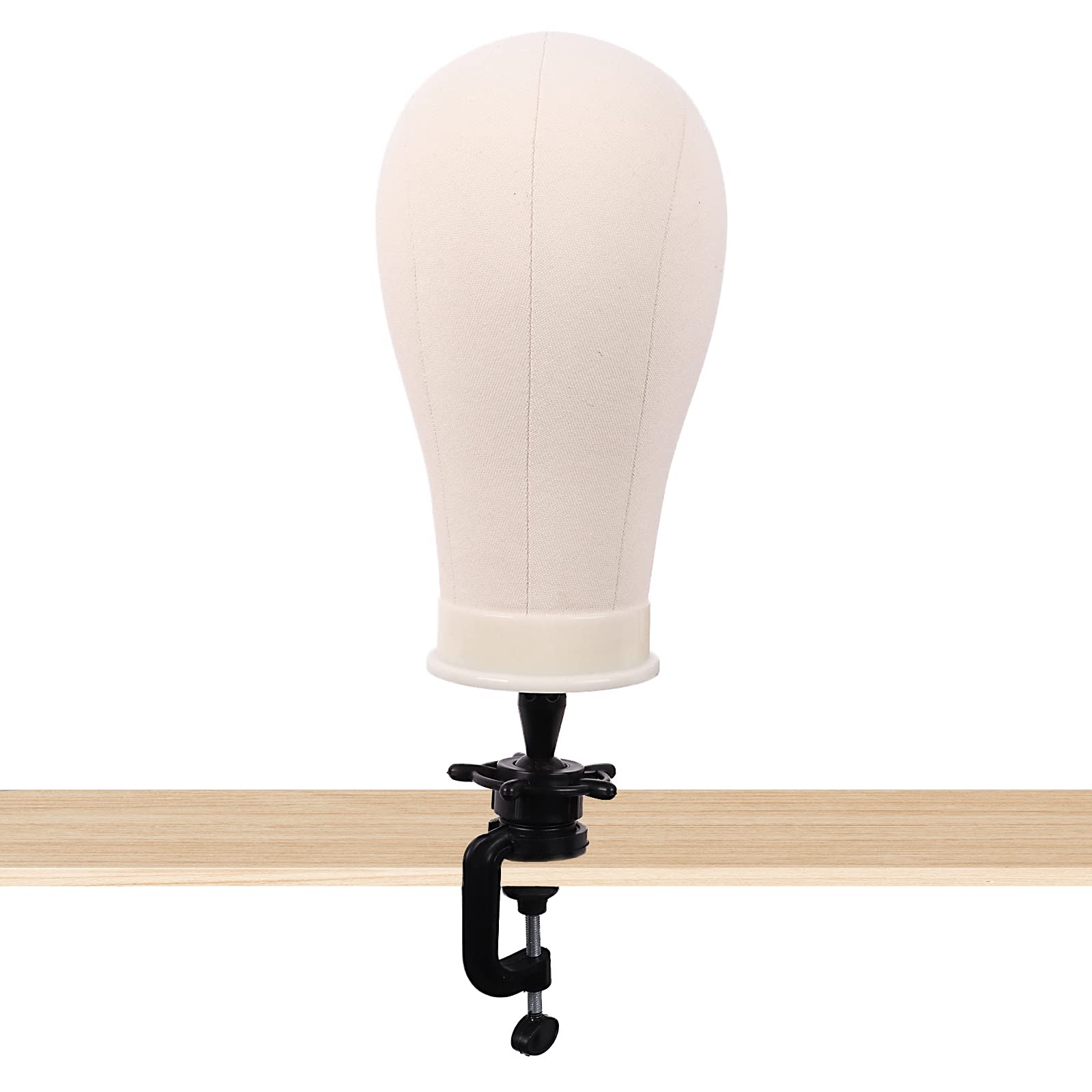 MapofBeauty 22 Pouces Toile Block Tête perruque Tête Avec Stand pour Making Perruques Mannequin Tête Afficher Styling (Beige)