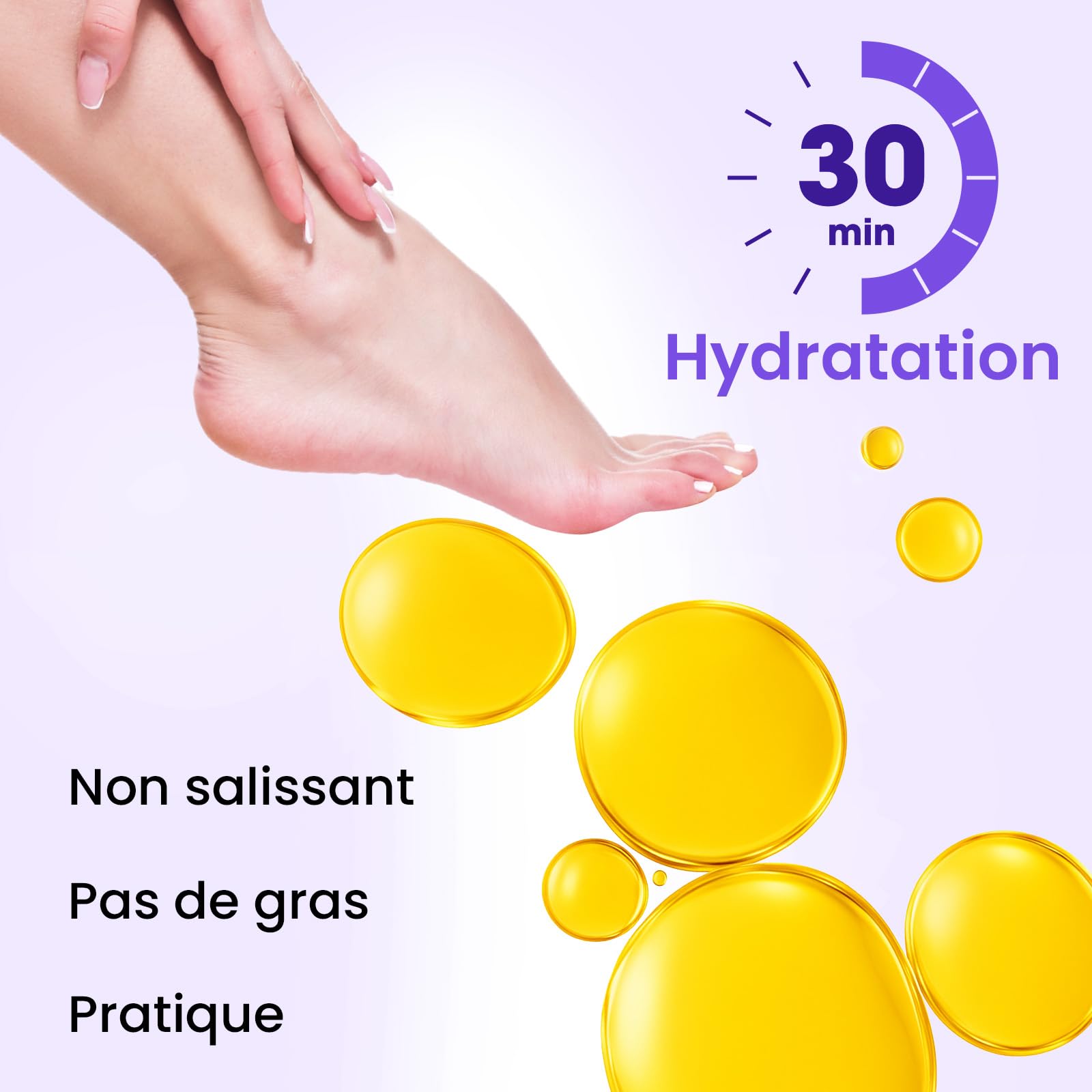 6 Paires Masque Pieds Hydratant au Lavande, pour Pieds Très Secs et Abîmés – Soin au Beurre de Karité, à l’Huile de Jojoba et à la Vitamine E, Foot Mask