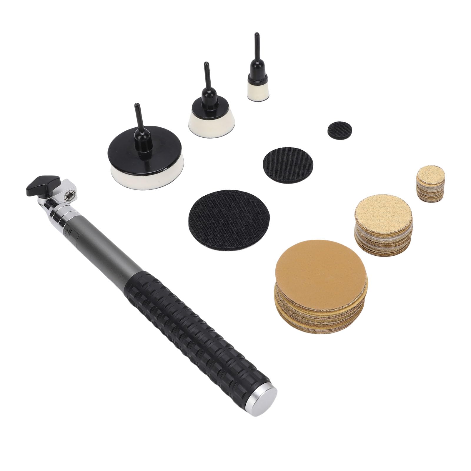 Fabater Kit di utensili per levigatrice per tornitura del legno - Platorelli di supporto con 1" e 2", 75 dischi abrasivi,doppio cuscinetto,impugnatura in lega di alluminio