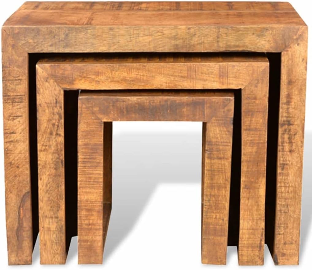 Nesting Table Set,Entryway Table,Console Table,Hallway Table,Living Room Furniture,for Small Space, Living Room, Bedroom, Office, Wood Look Accent Table,3 Pieces Solid Mango Wood