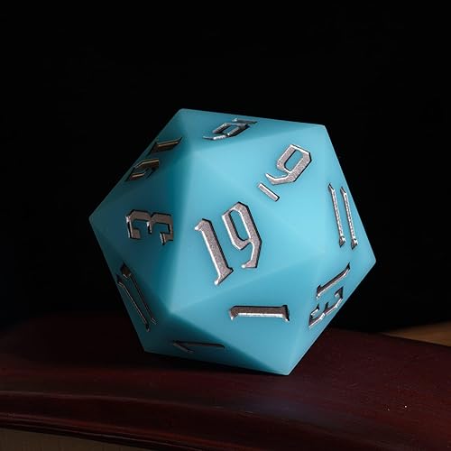 Miniatura 8 de Dados D20 de silicona D20 de 2.165 in, grandes que brillan en la oscuridad D20 individuales de 20 caras, dados poliédricos gigantes D20 con caja de