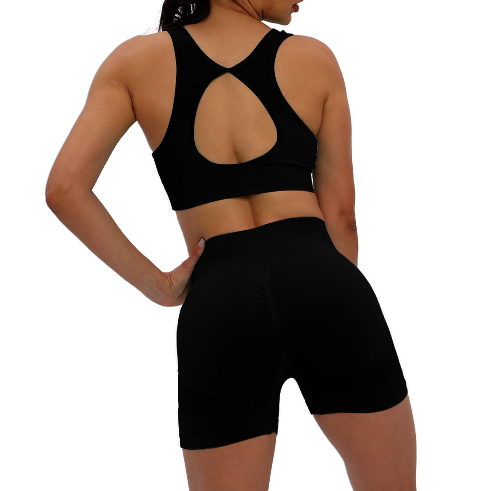 HomyComy Conjunto De Yoga Sin Costuras Traje Deportivo Para Mujer Ropa De Entrenamiento 2 Pcs Conjuntos De Gimnasio Yoga Completo Conjuntos Deportivos
