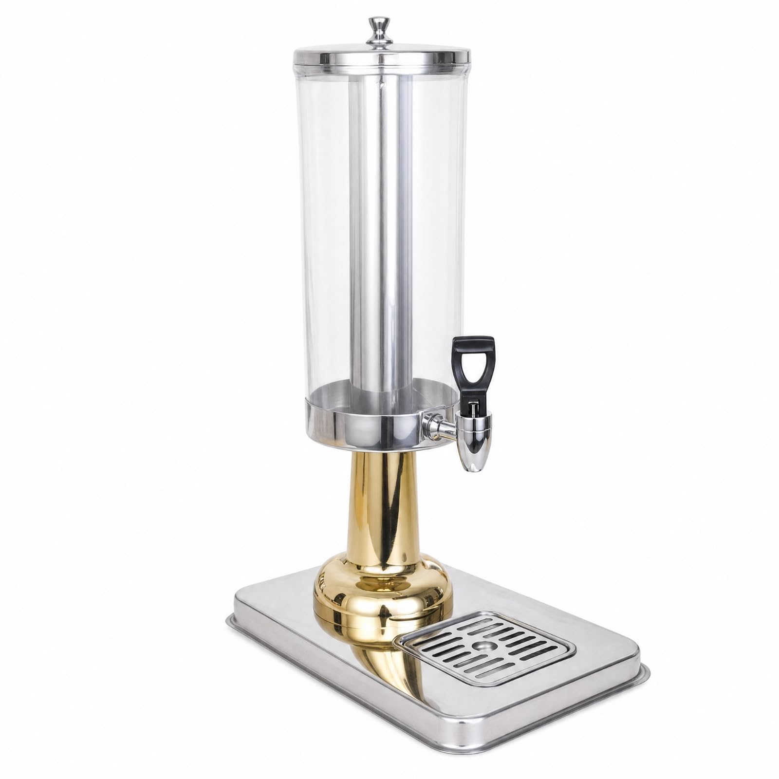 Distributeur Boisson avec Tube à Glaçons Transparent Fontaine à Boisson avec Bac Collecteur'égouttement Professionnel pour Restaurant, Bar, Array, Doré, Rond