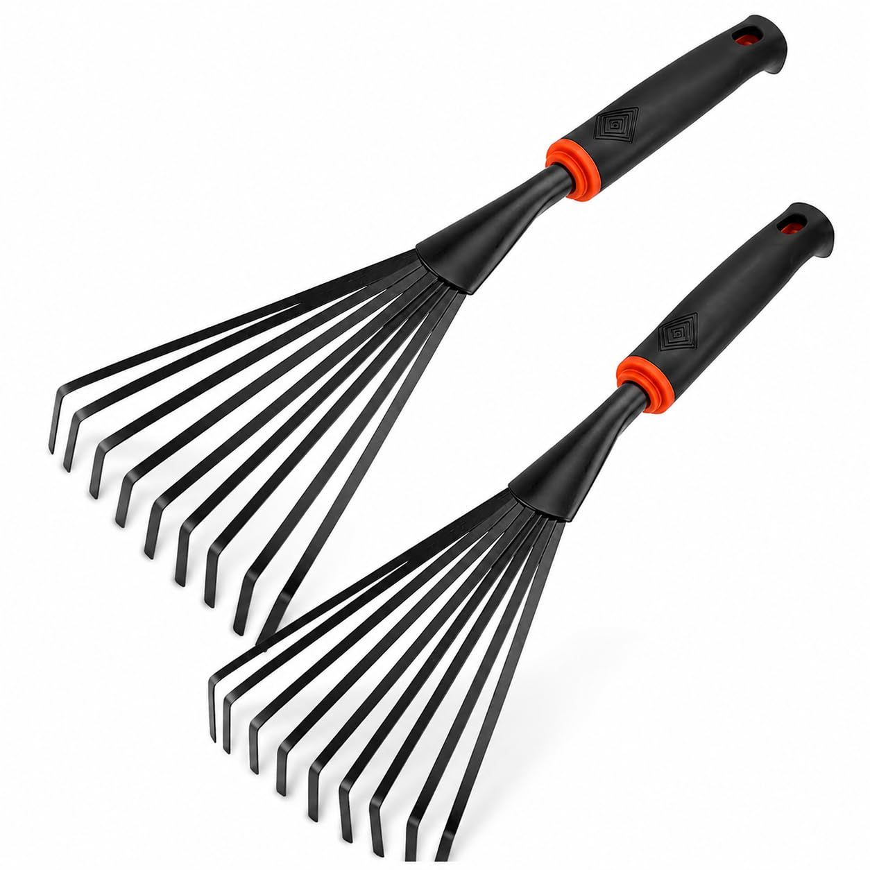 Rastrillo de jardín pequeño, rastrillo de jardín, rastrillo de metal, con mango ergonómico antideslizante para hojas, malas hierbas y césped, una práctica herramienta de jardín