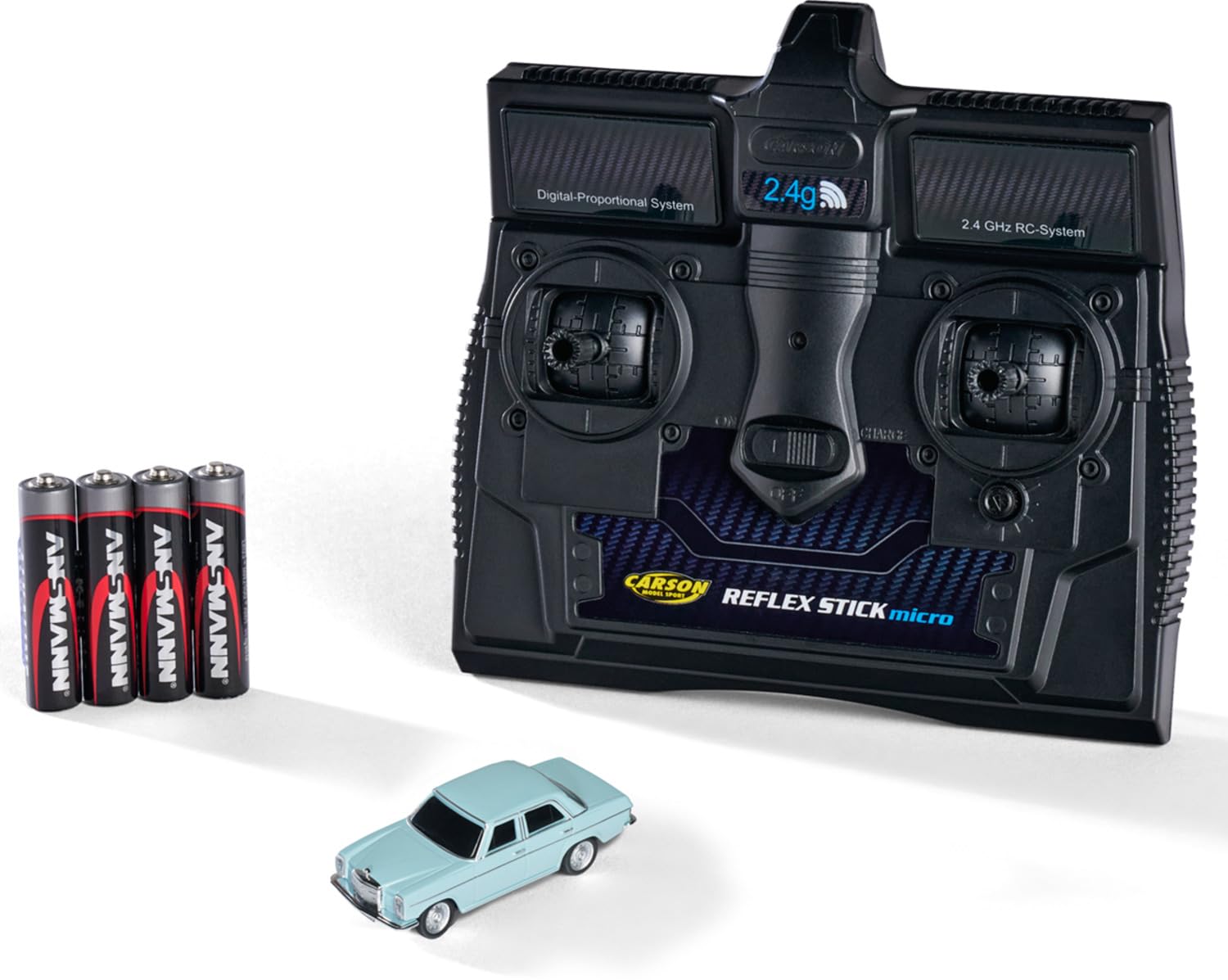 Carson 500504170 1:87 M-B 200/8 blau 100% RTR - Fahrfertiges Modell, RC Auto, H0 Auto,RC Modell,Diorama Fahrzeug