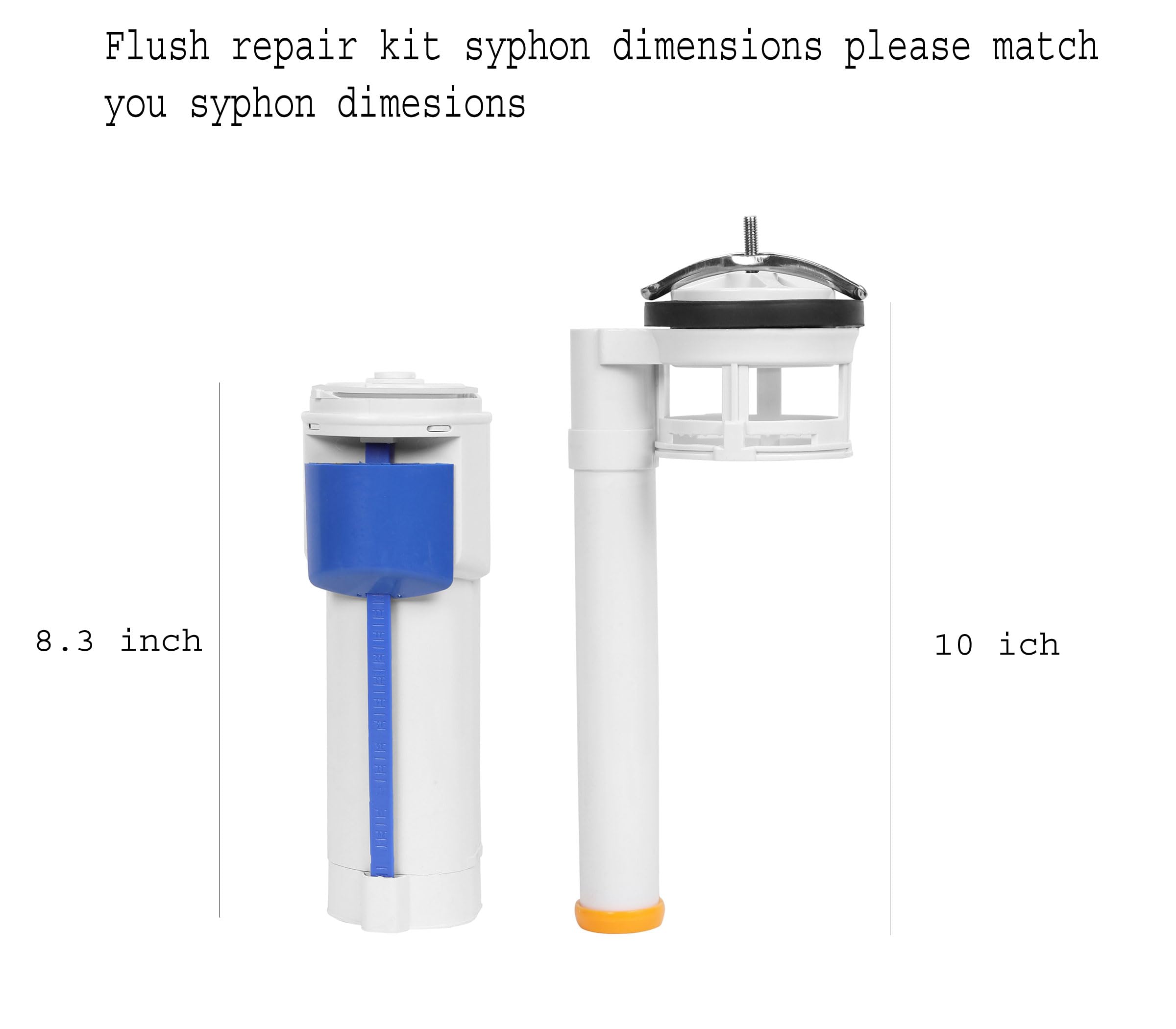 BHANMATI SANITARY ITEMS Flush Repair Kit Plastic Water-Saving Toilet Repair Kit, Dual Flush Valve-Siphon, "10 Inch", "8-10" inch Adjustable Fill Valve, 55 mm ABS Push Button 1