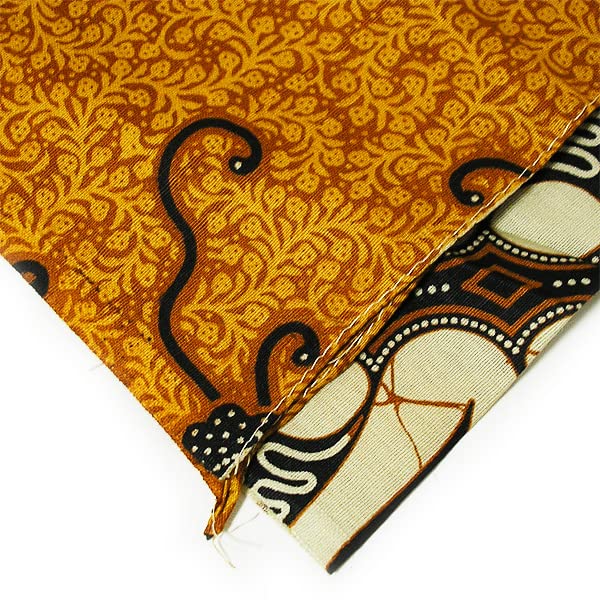 Amazon | バティック ジャワ 更紗 プリント ライトブラウン系 リーフ柄