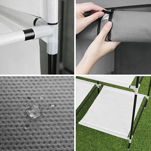 Miniatura 3 de PLKO Armario portátil, organizador de almacenamiento de armario, armario portátil de ropa con puerta enrollable con cubierta de tela Oxford negra