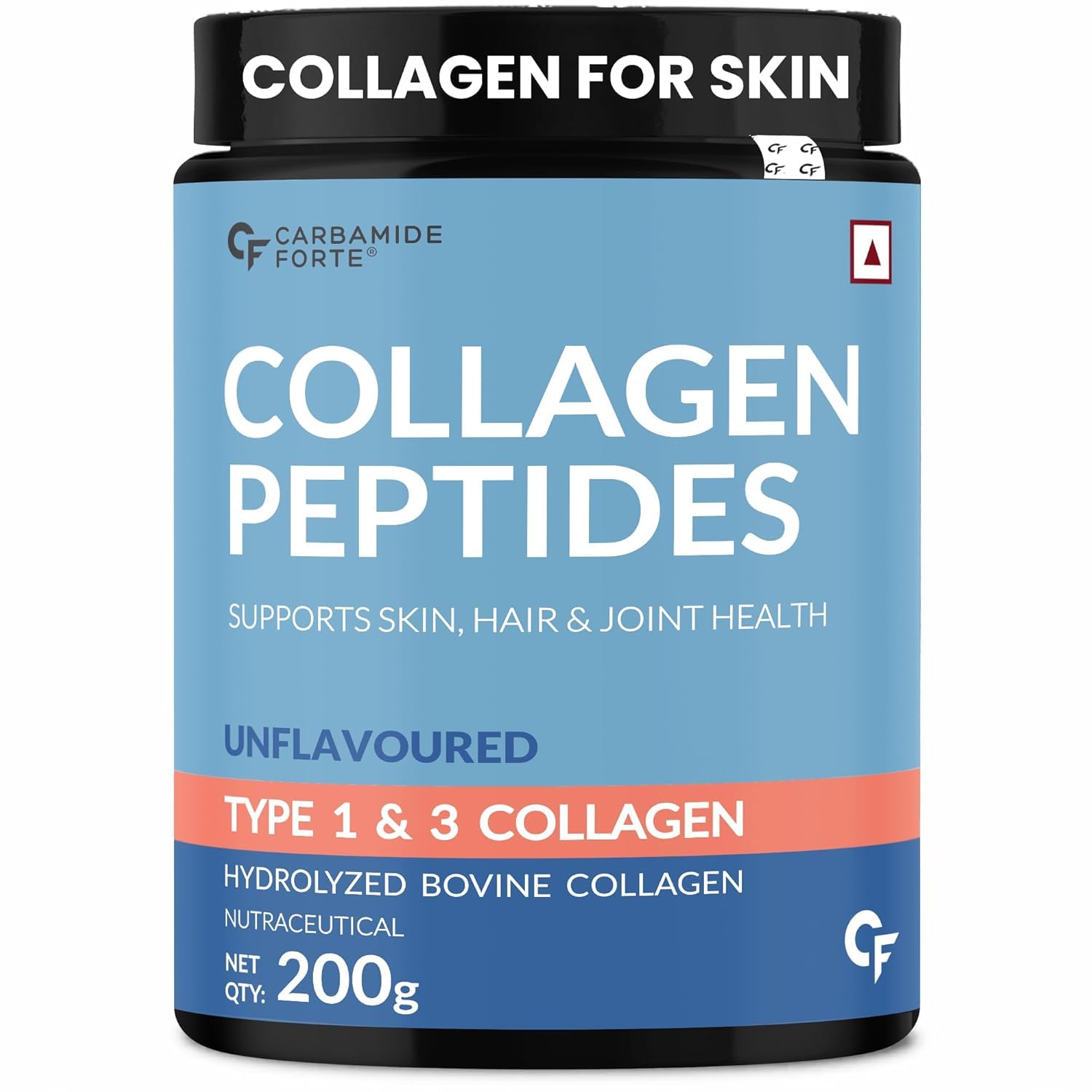 Carbamide Forte Collagen Supplements For Skin And Hair | Hydrolyzed Collagen Powder For Women & Men | Type 1 & 3 Hydrolyzed Collagen Peptides To Support Skin And Joint Health | Unflavoured - 200g Powder