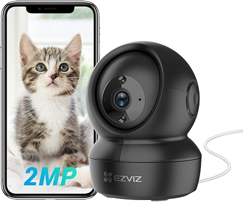 EZVIZ Cámara Vigilancia WiFi Interior 360º, 1080P Camara Vigilancia Bebe/Mascotas, Visión Nocturna, Audio Bidireccional, Detección de Movimiento, Control Remoto, Compatible con Alexa, C6N Negro
