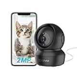 360° Pan/Tilt WiFi Security Camera Indoor, Cameras for Home Security, Baby Monitor with Camera and Audio, Pet Camera with Phone App, Night Vision, Motion Detection, 2-Way Audio (C6N Black)