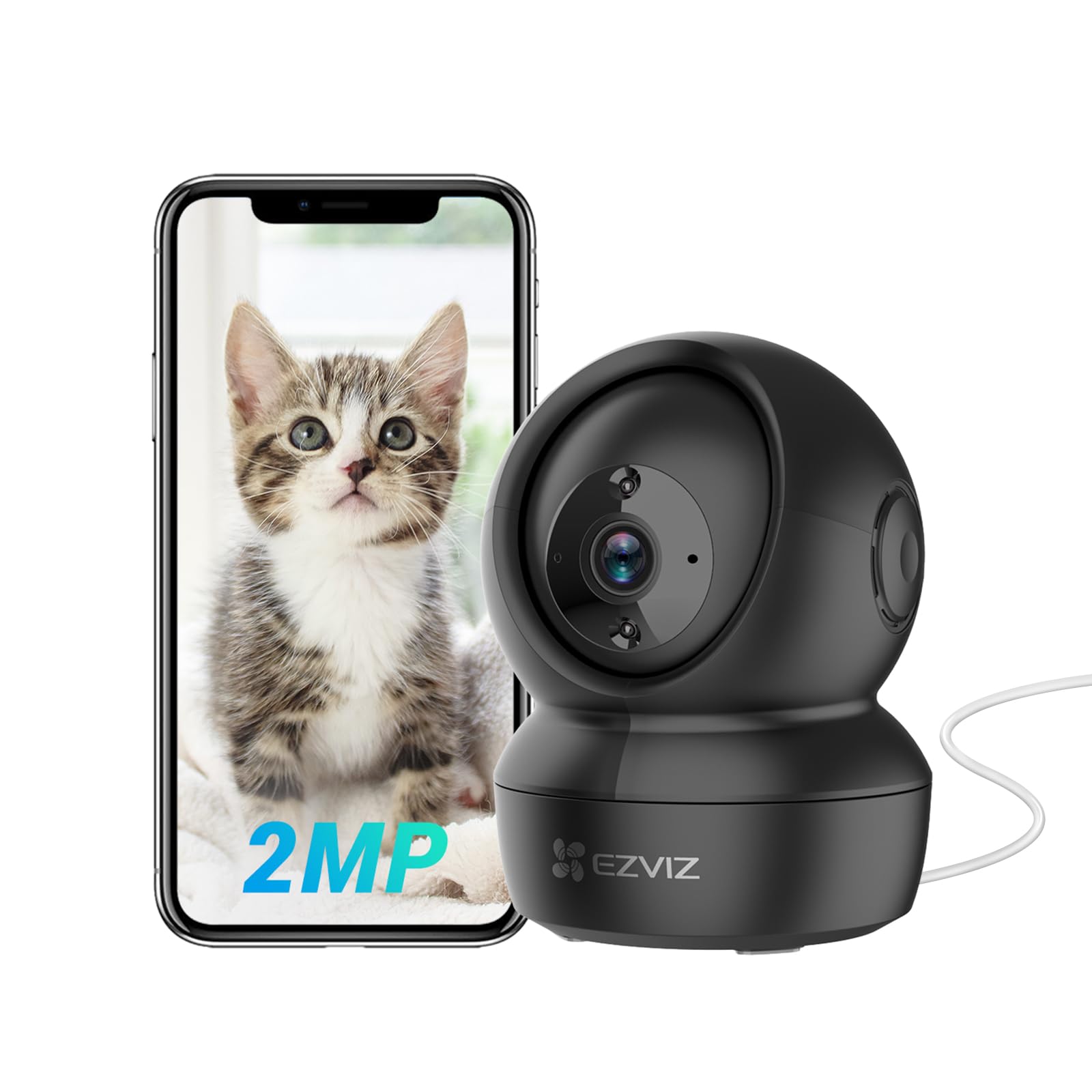 EZVIZ Security Indoor Camera Pan/Tilt 1080P, Smart IR Night Vision, Motion Detection, Auto Tracking, Baby/Pet Monitor, 2-Way Talk, Works with Alexa and Google(C6N Black)