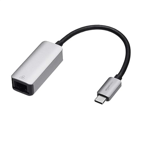 Tienda Basics Adaptador de aluminio USB-C a RJ45 Gigabit Ethernet, red rápida, gris, 2.07 x 0.81 x 0.6 pulgadas