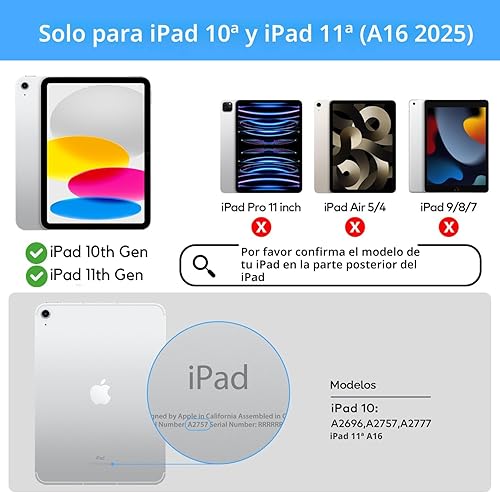 Miniatura 2 de Funda con teclado para iPad de 10ª generación 2022 y 11ª (A16, 2025) – Teclado estilo mágico con panel multitáctil – Soporte de voladizo flotante
