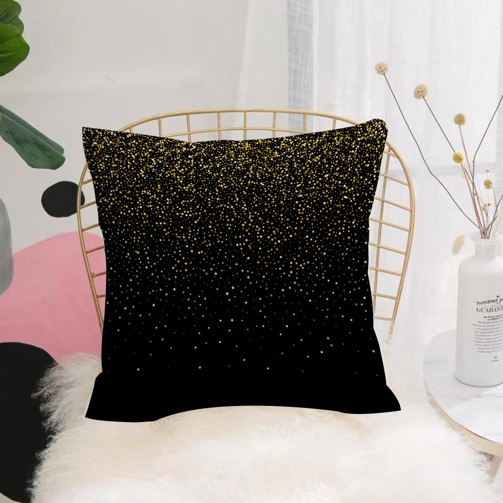 HYMSXW Cushion Cover,Throw Pillow Case Home Decorative for Living Room Bedroom Sofa Chair 20X20 Inch,Gold star confetti rain festive holiday background. black background.,Pillowcase 50X50cm